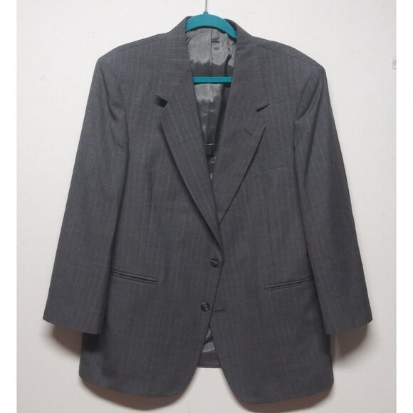 Towncraft Suit Jacket 42S worsted wool blend striped gray Blazer Sport Coat EUC - Picture 3 of 13